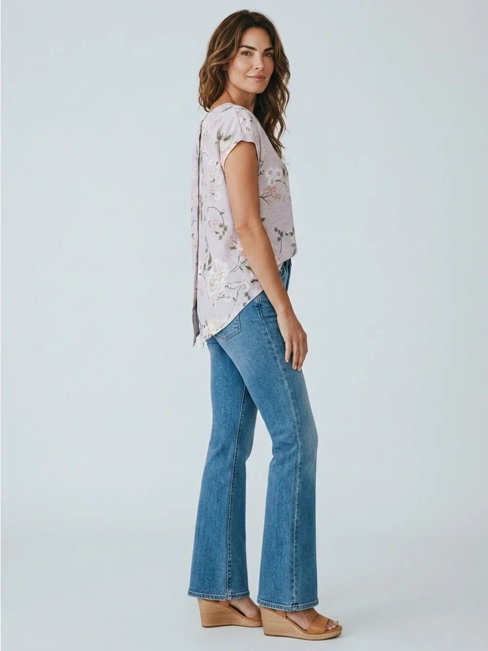 Rachel Ashwell Blush Floral Cap-Sleeve Tee
